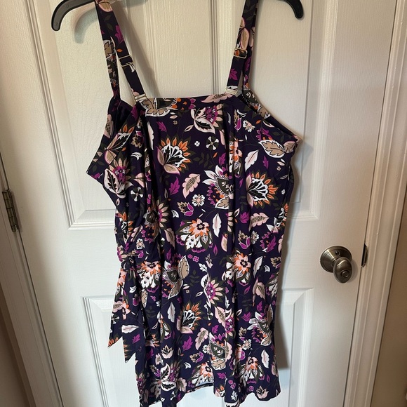 Land’s End Floral Swim Dress in Purple and Orange - Picture 3 of 6